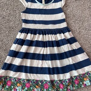 Matilda Jane Navy and White Striped Dress with Floral Hem
